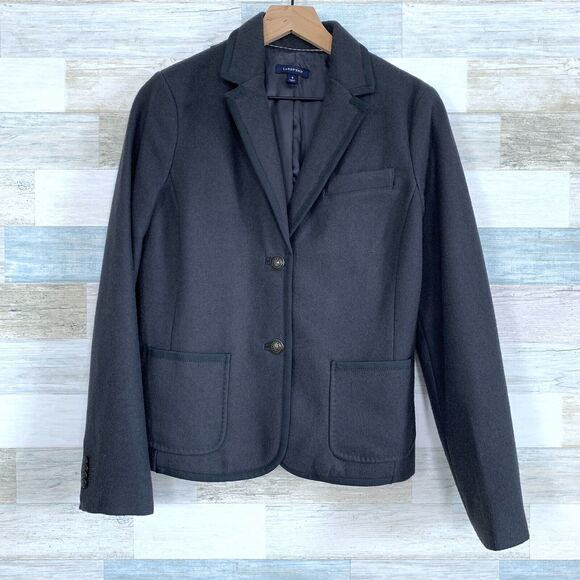 Lands End Wool School Boy Blazer Jacket Gray Metal Crest Buttons Lined Womens 8 - Picture 1 of 9